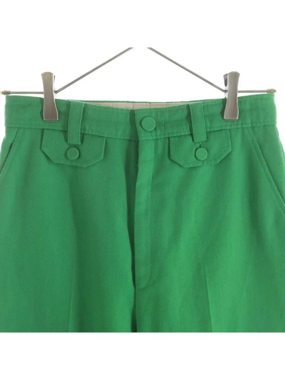 Gucci Resort Collection Wool Blend Flare Trousers Pants Green